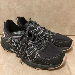 Black and Pink ASICS Athletic Sneakers